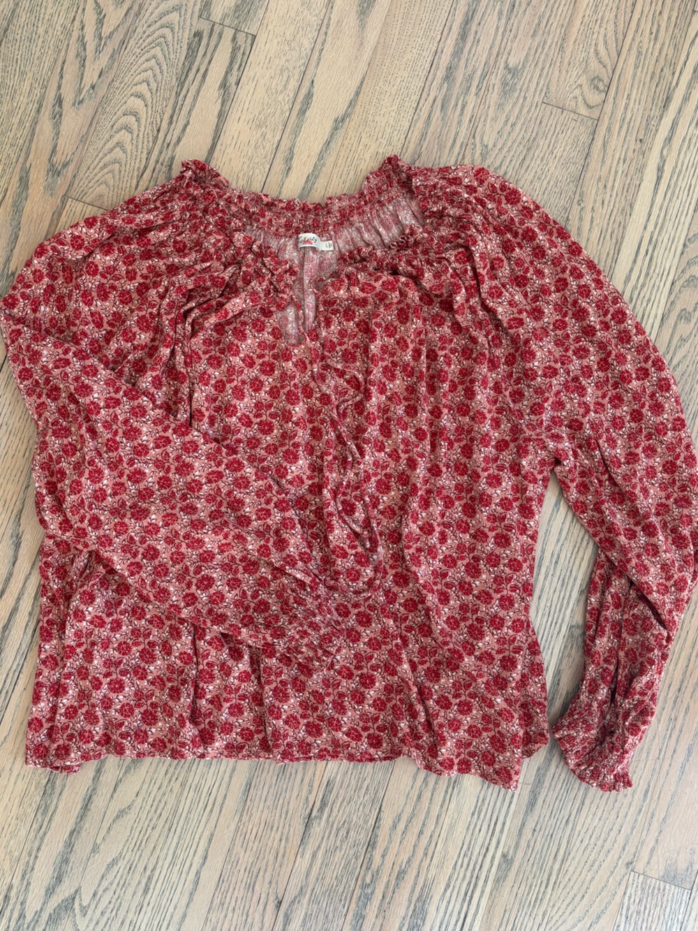 Faherty Women's Red Floral Peasant Top